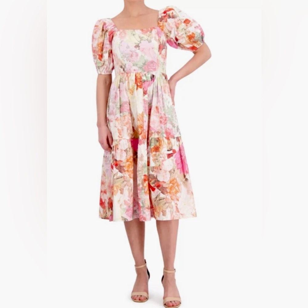 Vince Camuto Floral-Print Cotton Midi Dress